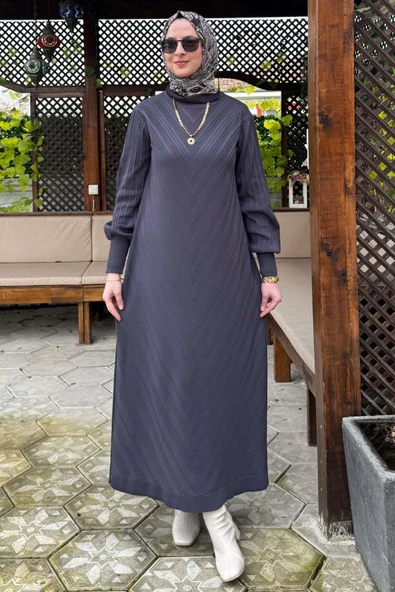 Yağmur Triko Elbise Antrasit - Resim 4