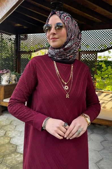 Damla Triko Tunik Bordo - 2