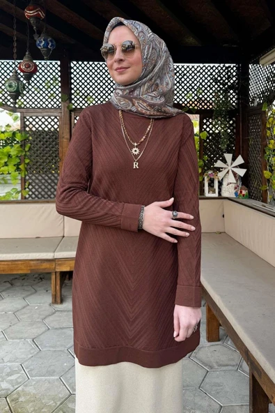 Damla Triko Tunik Kahve - 5