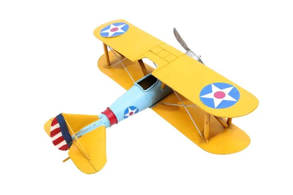 KENPAZAR Dekoratif Metal Uçak Çift Kanatlı Biblo Dekoratif Hediyelik - 5