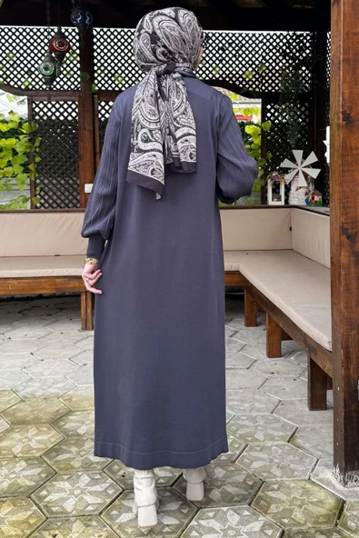 Yağmur Triko Elbise Antrasit - Resim 5