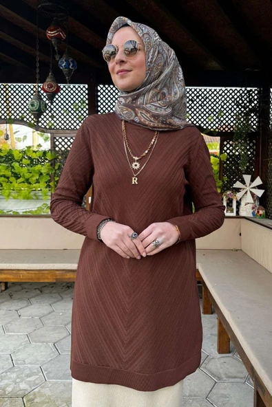 Damla Triko Tunik Kahve - 6
