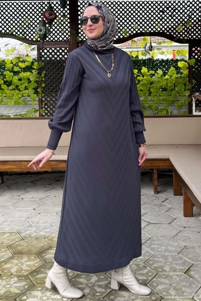 Yağmur Triko Elbise Antrasit - Resim 3