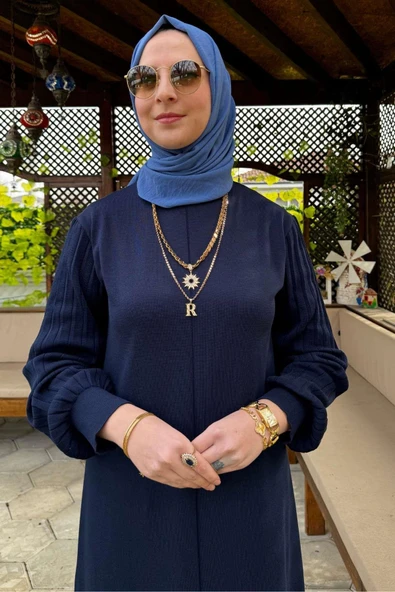 Ecem Triko Elbise Lacivert - Resim 2