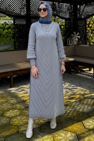 Yağmur Triko Elbise Gri