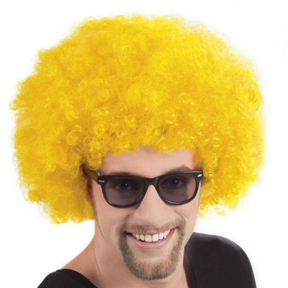 KENPAZAR Parti Aksesuar Sarı Renk Kıvırcık Afro Bonus Peruk