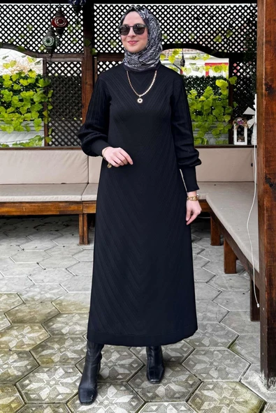 Yağmur Triko Elbise Siyah