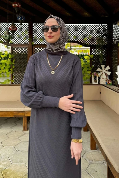 Yağmur Triko Elbise Antrasit ürün görseli 1