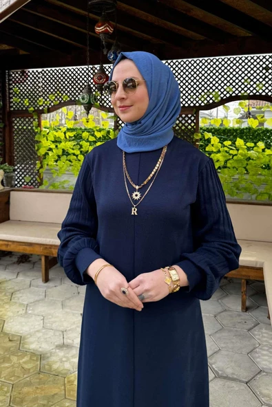 Ecem Triko Elbise Lacivert - Resim 5