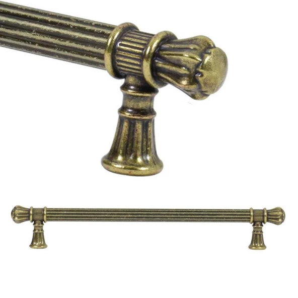 Akbatı Çekmece Dolap Kapak Kulpu Kulbu 192 mm Antik Sarı Rustik Metal Kulp (4 ADET) - Resim 2
