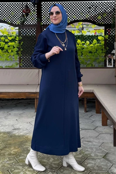 Ecem Triko Elbise Lacivert - Resim 4