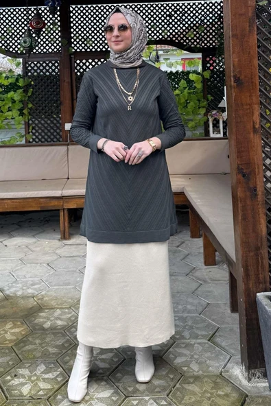 Damla Triko Tunik Haki - 4