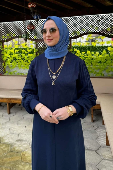 Ecem Triko Elbise Lacivert - Resim 3