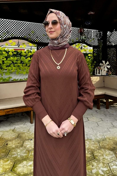 Yağmur Triko Elbise Kahve