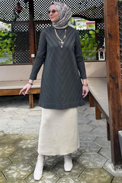 Damla Triko Tunik Haki - 6