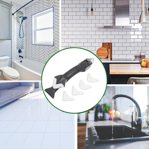 KENPAZAR Fayans Derz Silikon Kazıyıcı Sıyırıcı Uygulayıcı Aparat 3 ü 1 Arada - 4