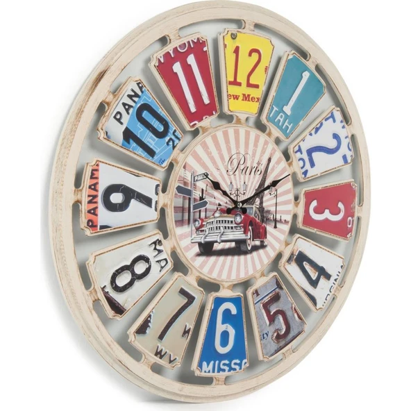 Galaxy 732-5 Premium Çarkıfelek Plaka-Paris Görselli 70 cm Duvar Saati - Resim 2