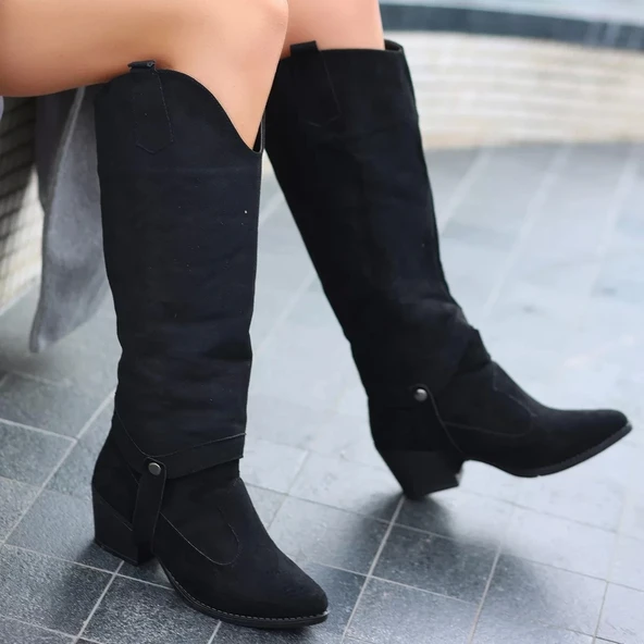 Milla Siyah Süet Tak Çıkar Topuklu Bot Ve Çizme - Resim 5