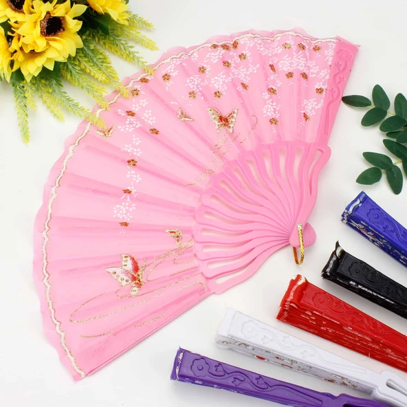 KENPAZAR Plastik Kumaş Yelpaze 12'li Karışık
