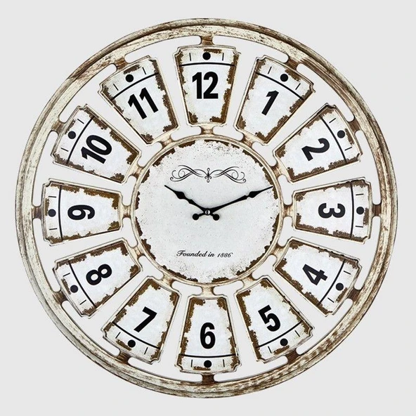 Galaxy 732-12 Premium Serisi Eskitme Görselli 70 cm Duvar Saati Sütlü Kahve ürün görseli