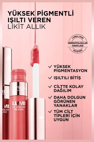 L'OREAL PARİS Lumi Blush Likit Allık - 635 Glowy Worth It Medium - 3