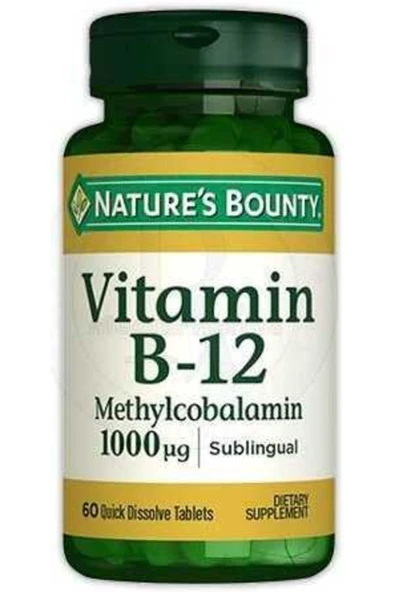 Nature's Bounty Vitamin B-12 Methylcobalamin 1000uq 60 Tablet Skt:01/2023 - 2
