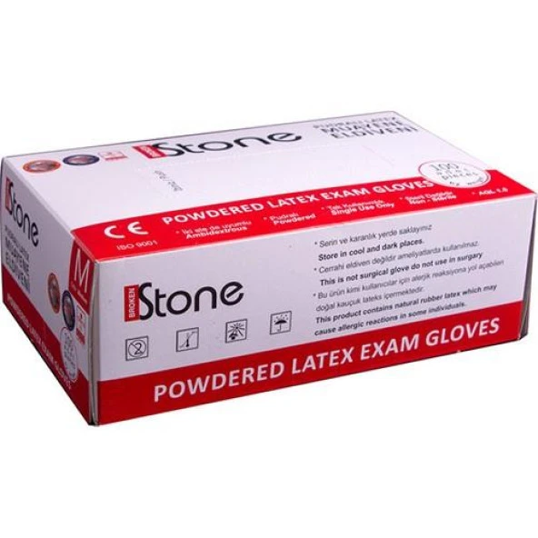 Stone Latex M Muayene Eldiveni Pudralı 100 lü