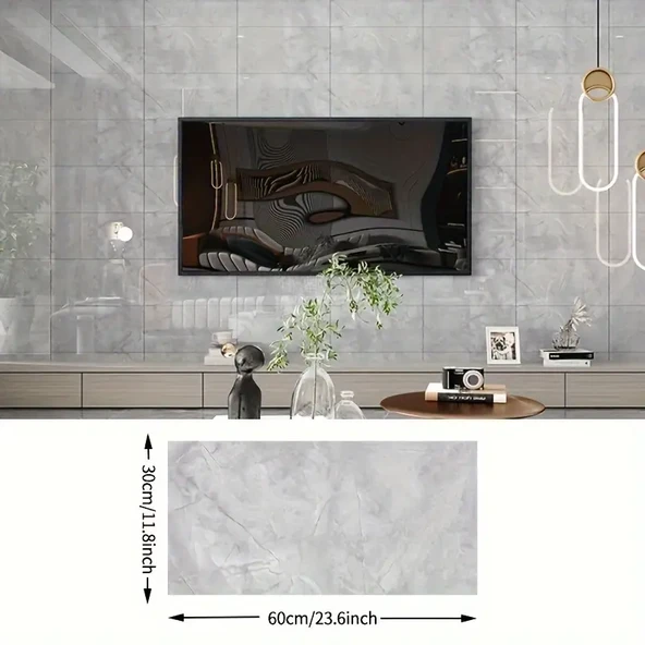 KENPAZAR Gri Mermer Desenli Alüminyum Plastik Duvar Sticker - 3