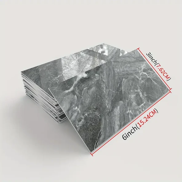 KENPAZAR Gri Mermer Desenli Alüminyum Plastik Duvar Sticker - 4