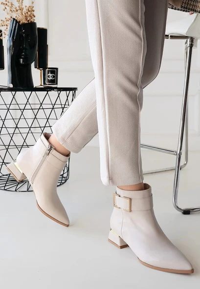 Mona Bej Cilt Topuklu Bot - Resim 3