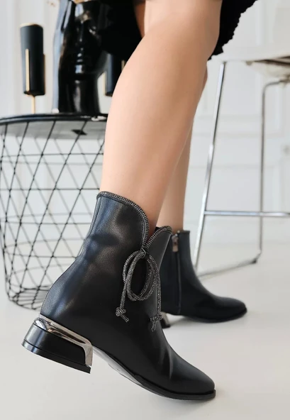 Melina Siyah Cilt Topuklu Bot - Resim 3