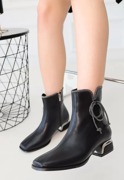 Melina Siyah Cilt Topuklu Bot - Resim 2