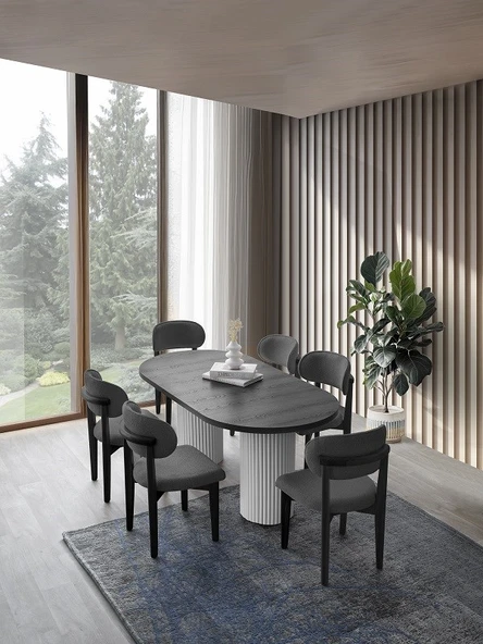 TARSUS MDF YEMEK MASASI + 6 SANDALYE