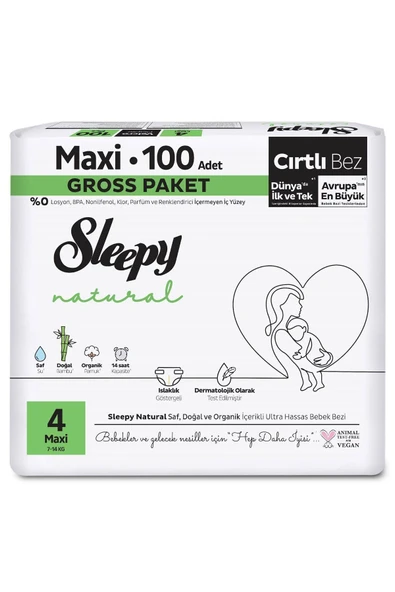 Sleepy Natural Gross Paket Bebek Bezi 4 Numara Maxi 100 Adet - 2