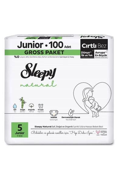 Sleepy Natural Gross Paket Bebek Bezi 5 Numara Junior 100 Adet - 2