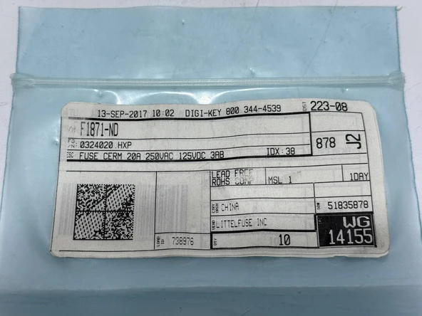 Littelfuse 0324020.HXP 250V 20A Sigorta 10 Adet - Resim 3