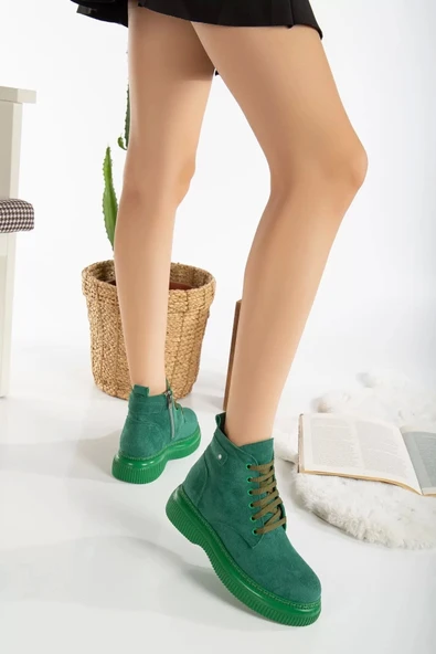 Jiwa Yeşil Süet Bağcıklı Bot - Resim 3