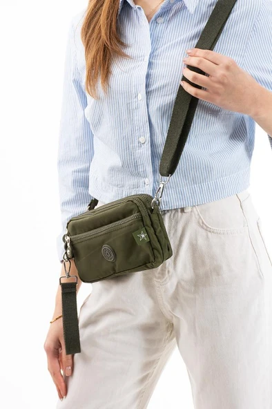 Klinkır Kumaş Mini Çapraz Askılı Kadın Çanta Yağmur Geçirmez El Askılı Çanta 20*10 Cm Mega Bag - 7