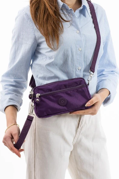 Klinkır Kumaş Mini Çapraz Askılı Kadın Çanta Yağmur Geçirmez El Askılı Çanta 20*10 Cm Mega Bag