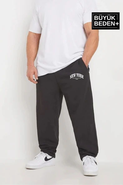 Erkek Büyük Beden New York Baskılı İnce Eşofman Altı SPR25BEA47 - 9