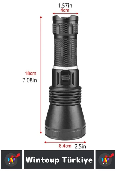 Premium Seri Uzun Ömürlü Kamp Avcı Deprem Uzun Menzilli Şarjlı Beyaz Işık 1200 Lümen El Feneri - 5