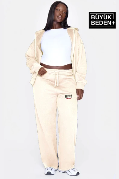 Kadın Büyük Beden Buyuk Brooklyn Baskılı İnce Eşofman Altı  SPR25BEAK50 - 4