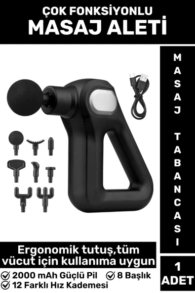 Ergonomik Kol Bacak Sırt Bel 8 Başlıklı 12 Hız Seviyeli Yüksek Titreşim Spor Fitness Kas Masaj Aleti