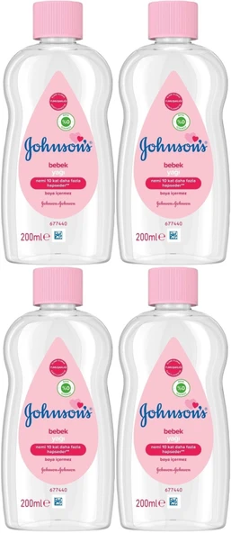 Johnsons Baby Bebek Yağı 200ML Nemlendirici (Pembe) (4 Lü Set)