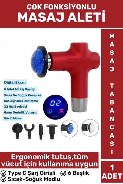 Ergonomik Kol Bacak Sırt Bel 6 Başlıklı Sıcak Soğuk Mod Yüksek Titreşim Spor Fitness Kas Masaj Aleti