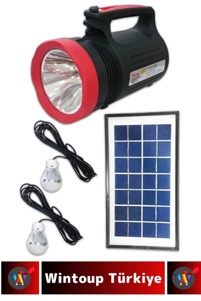 Premium Uzun Ömürlü Kamp Avcı Deprem Solar Güneş Enerjili Şarjlı Beyaz Işık Fener Işıldak - 3