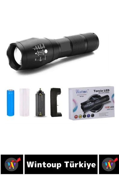 Kompakt Kamp Avcı Balıkçı Deprem Enerji Tasarruflu 4 Modlu Zoomlu Güçlü Beyaz Işık Şarjlı EL FENERİ - 8