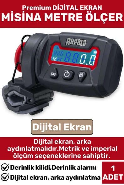 Premium Pil Göstergeli Derinlik Kilitli Alarmlı Trol/Derin Deniz Balıkçı Dijital MİSİNA METRE ÖLÇER