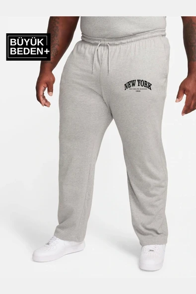 Erkek Büyük Beden New York Baskılı İnce Eşofman Altı SPR25BEA47 - 7