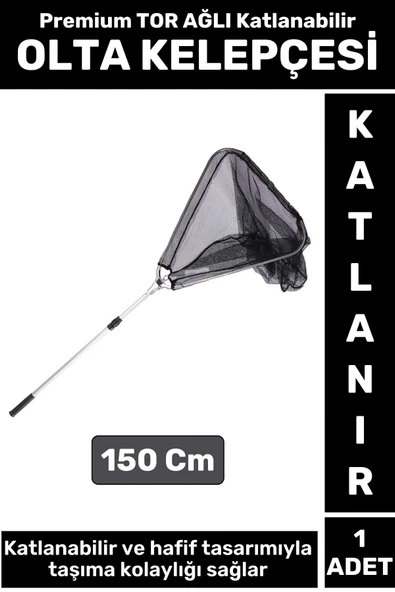 Premium Profesyonel Hobi Kıyı Av Balıkçı TOR AĞLI Katlanabilir OLTA KELEPÇESİ 150 Cm